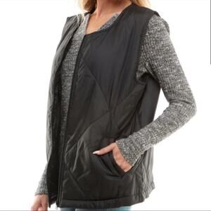 Socialite Quilted Puffer Black Vest L/XL Oversized Womens